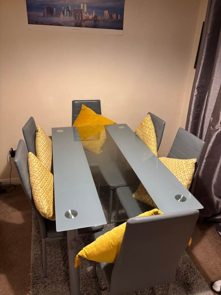 Dining table and six chairs