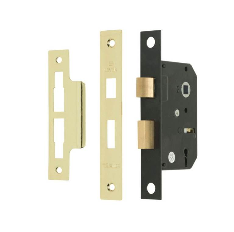 Sterling 3 Lever Sashlock – 2.5 Inch Brass Finish Door Lock with Fixings