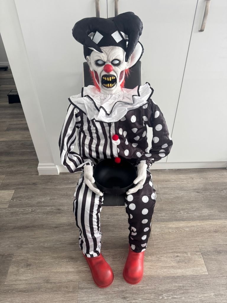 Creepy Clown Halloween Decoration – Life-Sized, Good Condition