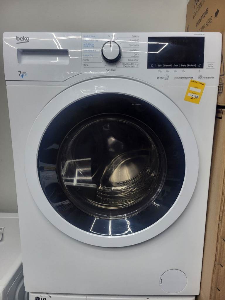 image for Refurbished Beko WDER7440421B Freestanding 7/4KG 1400 Spin Washer Dryer