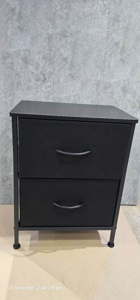 Black 2-Drawer Bedside Table / Chest of Drawers