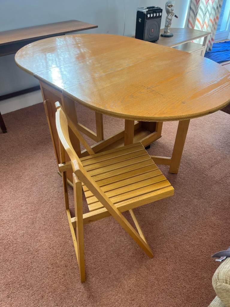 Space-Saving Butterfly Drop-Leaf Dining Table & 4 Chairs. For Small Kitchens/ Occasional Dining  