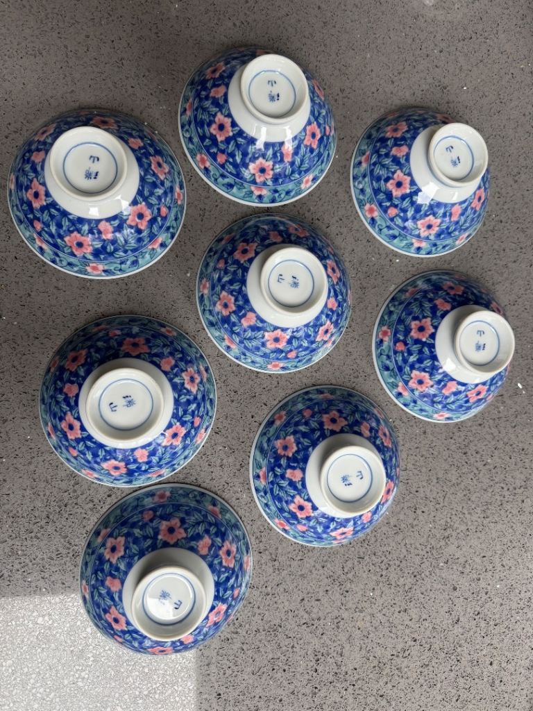 Japanese rice bowls, set of 8