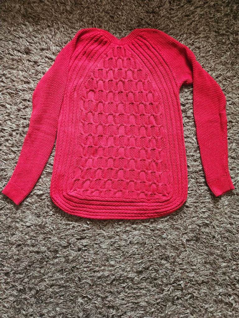 Jones & Co Red Cable Knit Jumper – Size M, Good Condition