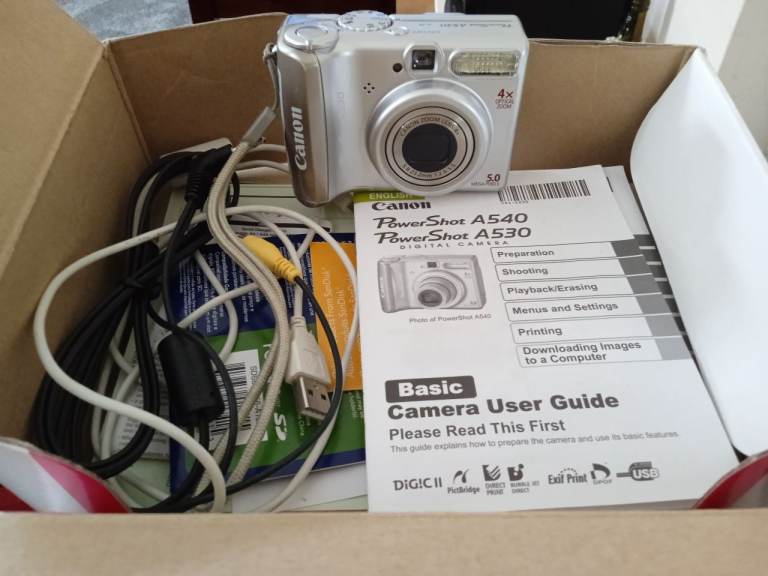 Canon PowerShot A540 Digital Camera with Cables and Manual
