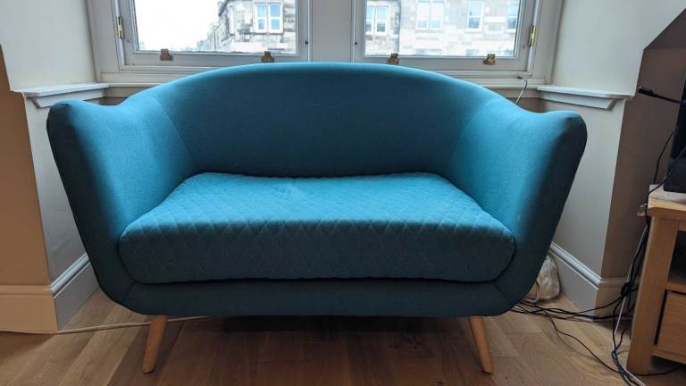 Two Seater Teal Sofa