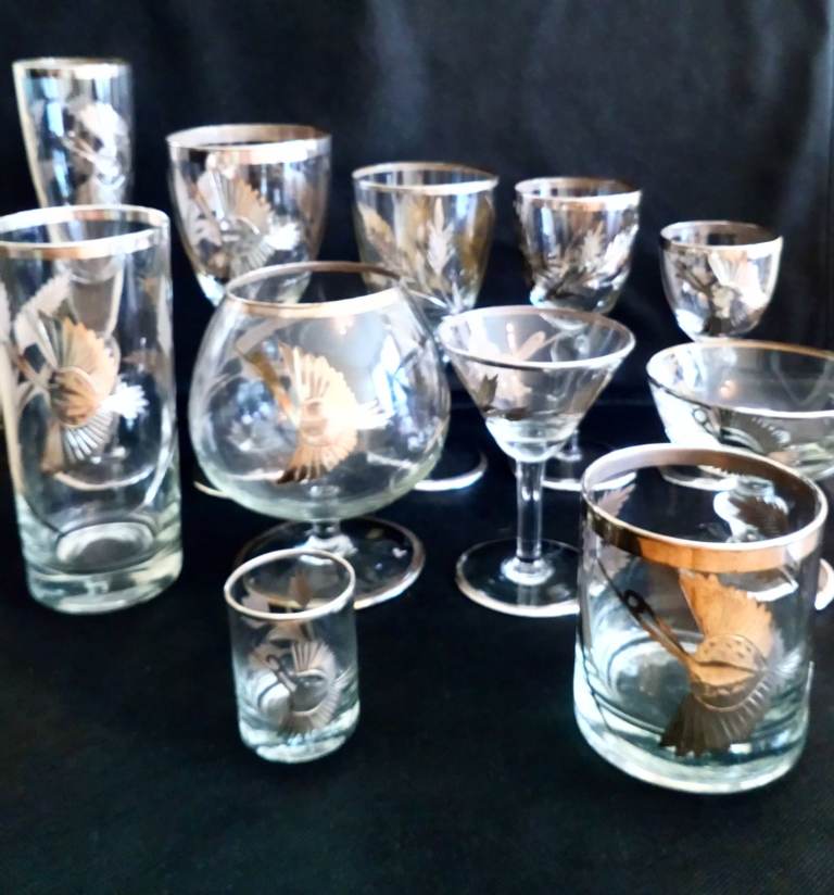 One Off Rare Vintage Peru 925 Silver Handcrafted Glass Set – 135 Pieces Christmas