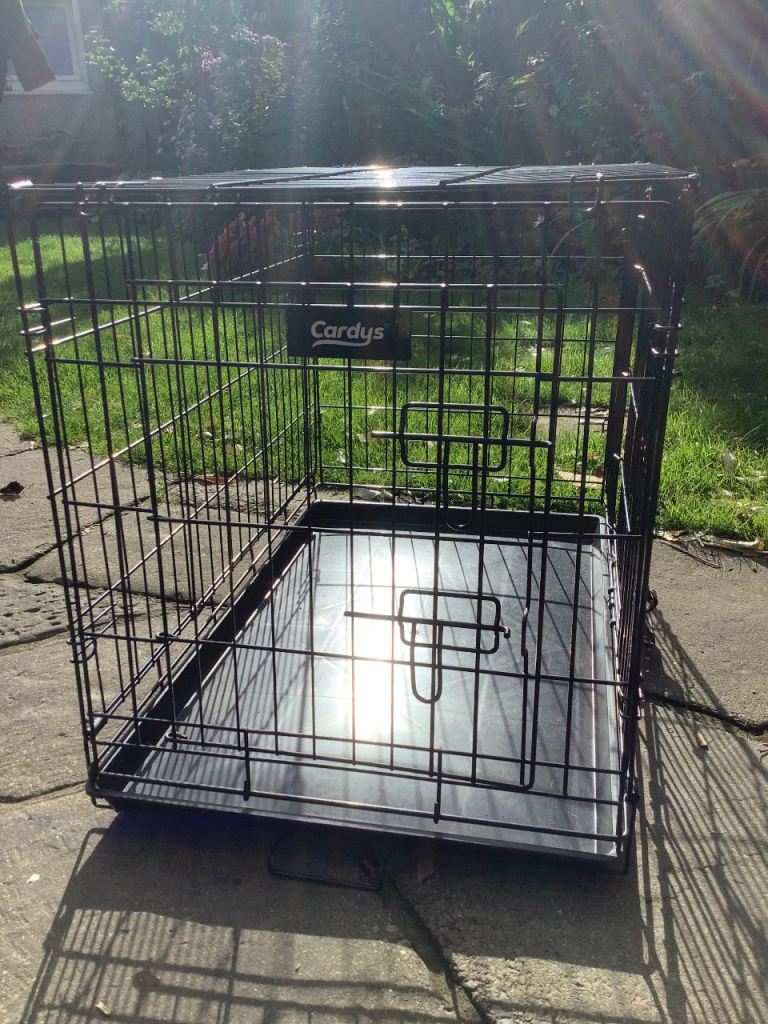 Cardys 30 inch black dog crate, 2 doors dual access