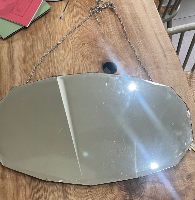 Frameless art deco mirror