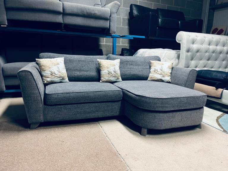 Grey Fabric Double Side Corner Group Sofa by DFS excellent condition 