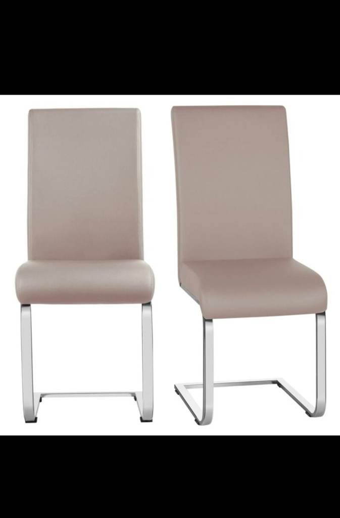 Dining Chairs 2pcs Leather Padded Seat w/Metal Legs Home Kitchen Cafe Furniture