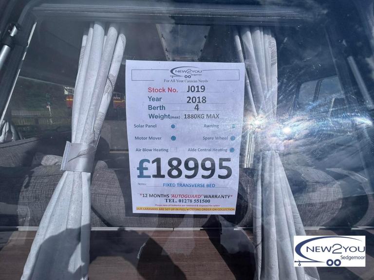 2018 Lunar Alaria RI 4 Berth TRANSVERSE BED TWIN AXLE Caravan - STOCK NO J019