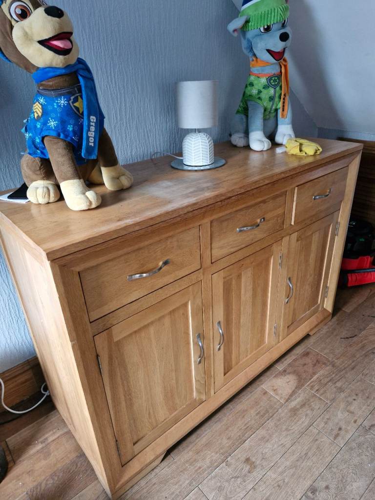 Solid Oak Sideboard with Drawers and Cupboards – Good Condition