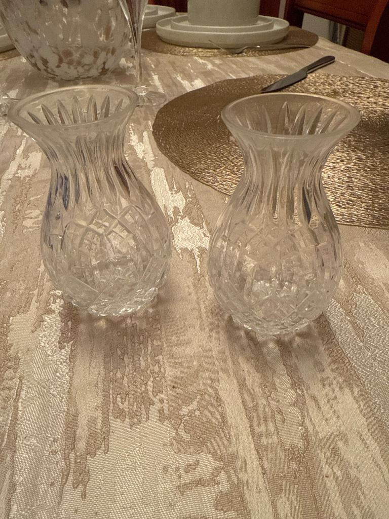  2 Stuart Crystal Shaftesbury Pattern Vases