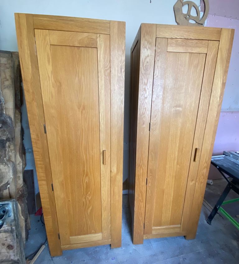 Two solid oak wardrobes