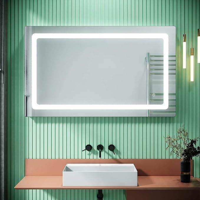  New Wall Hung Bathroom Illuminated LED Mirror | Shaver Socket | Demister1000 X 600mm
