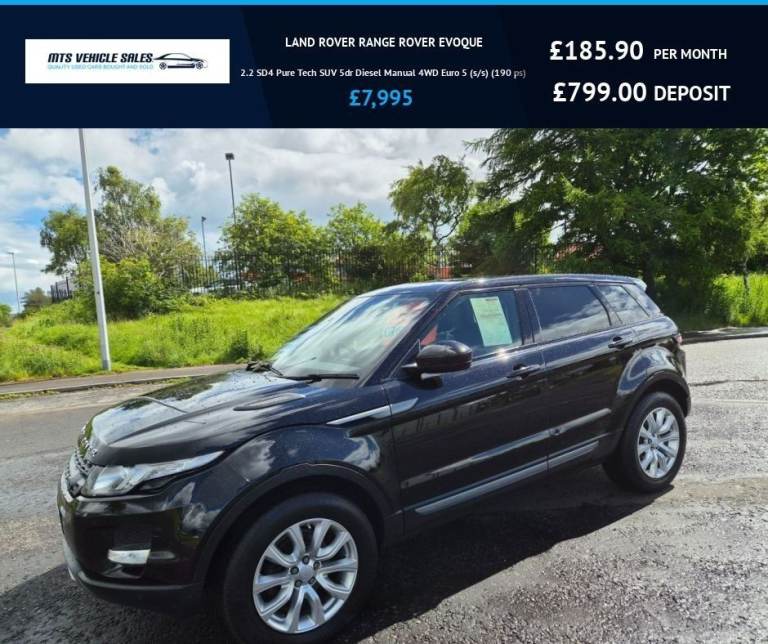 RANGE ROVER EVOQUE 2.2 SD4 Pure Tech 2015,Leather,Sat Nav,Glass Roof,DAB,Cruise,Parking Sensors