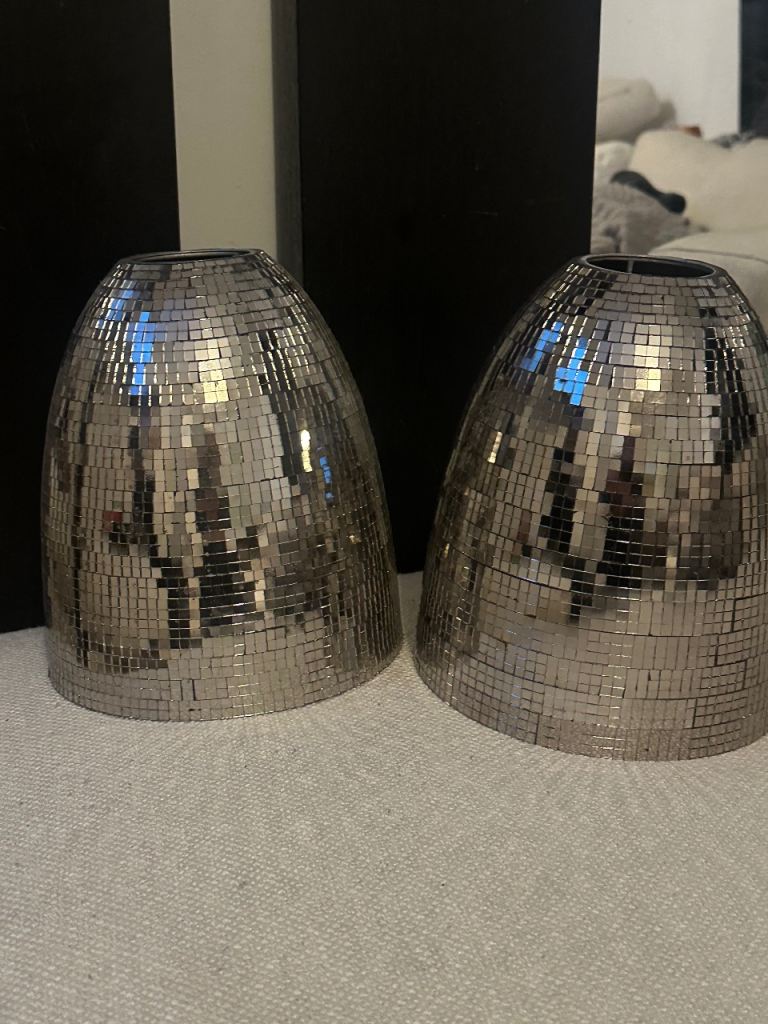 2 mirrored light shades from next