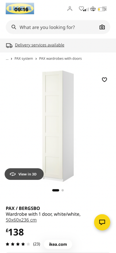 Single unit wardrobe 