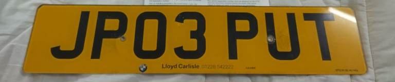 Personalised Number Plate JP PUT John Paul Golfer Golf Putter