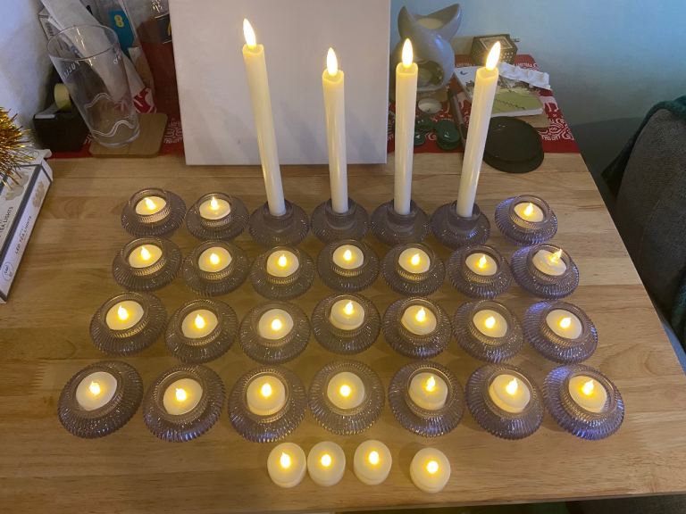 Wedding decorations - full set of LED tea lights and candle holders
