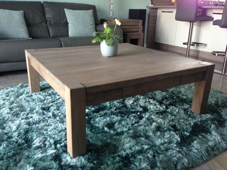Solid oak grey stained coffee table 