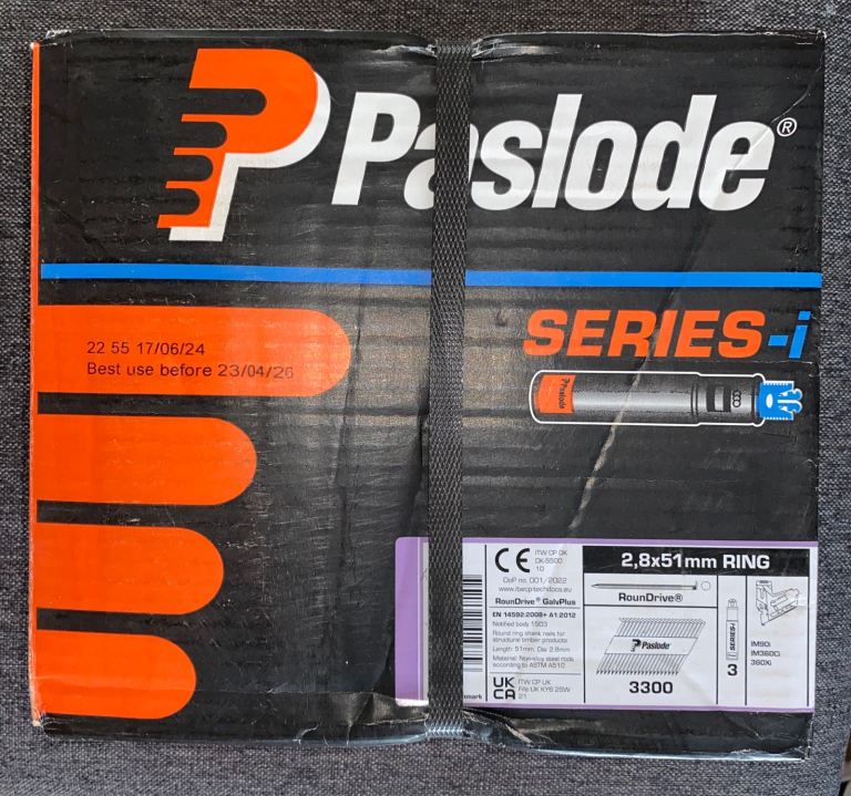 Paslode RoundDrive 2.8x51mm RING Nails - 3300 Count, New Box