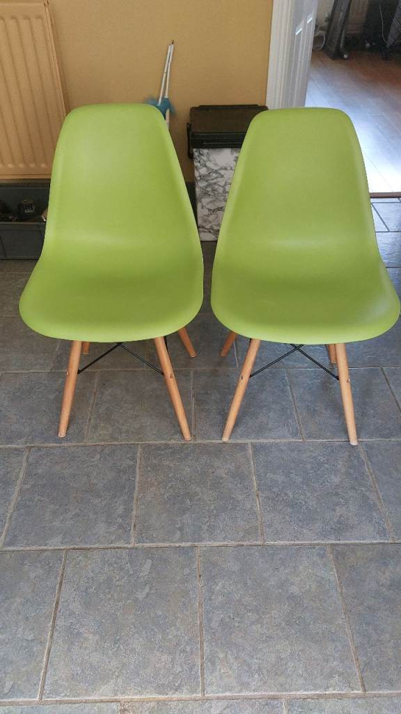 Danish style plastic and wood chairs