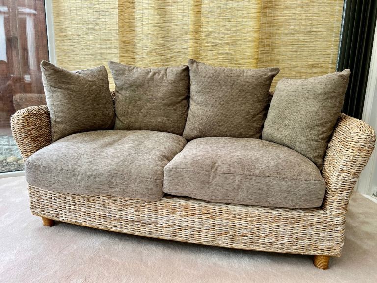 Wicker two seater sofa and table, £75.00 for Sale in Ilkeston, Derbyshire