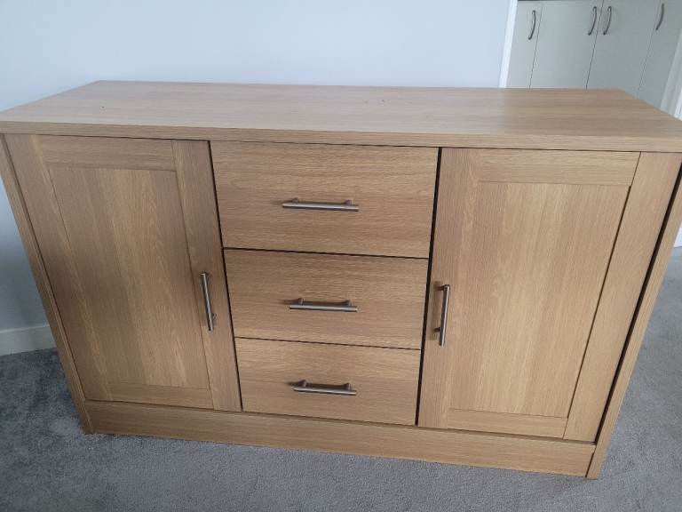 Solid Oak Sideboard with Drawers and Cupboards