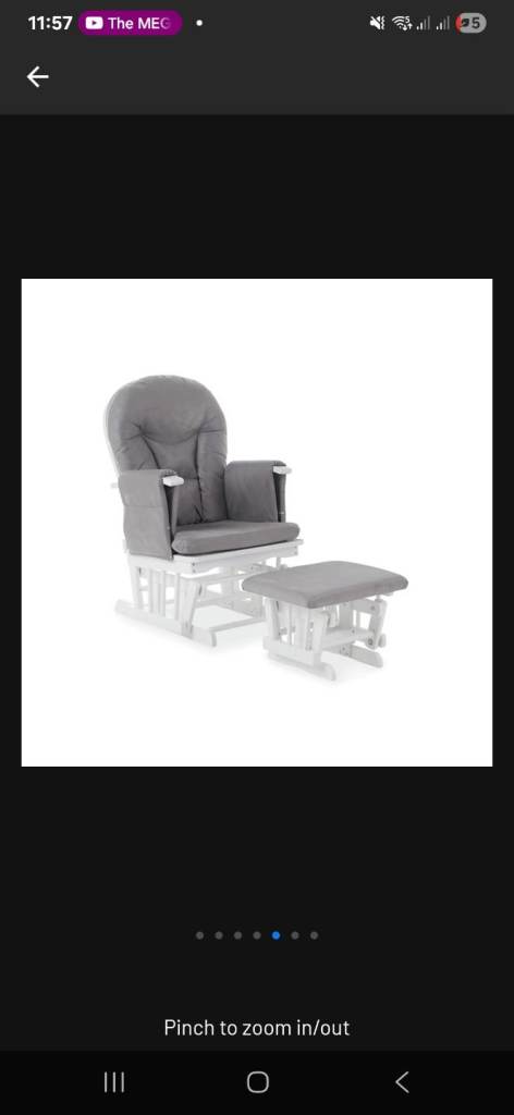 Obaby Reclining Gliding Nursing Chair & Stool - White & Grey