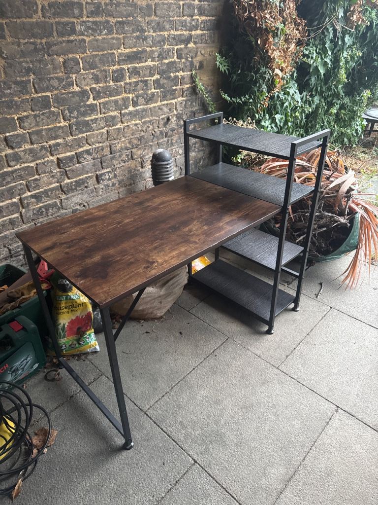 Reserved - Industrial Style Desk with Side Shelving – Great Condition
