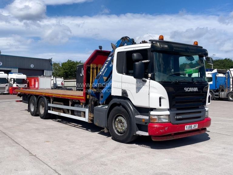 2008 (08) SCANIA P270 CRANE-MOUNTED FLATBED 6X2