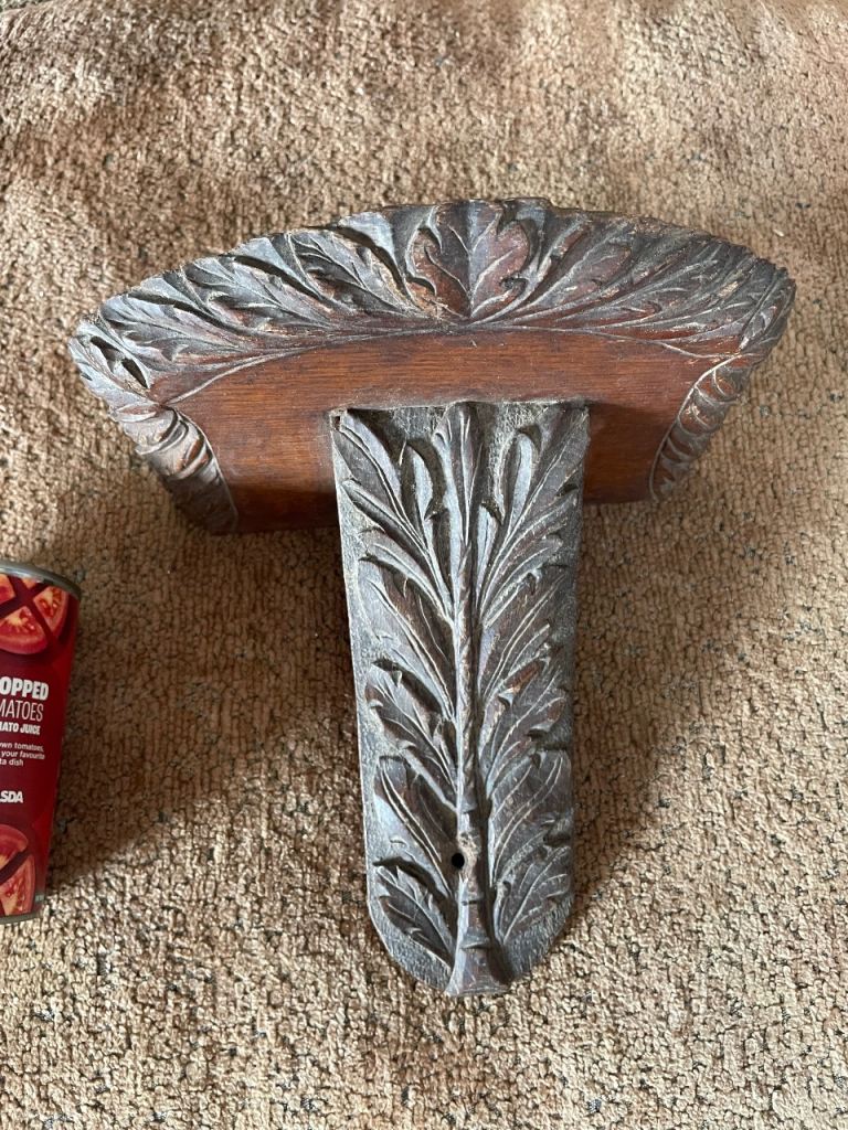 Nice mahogany well carved wall shelf Victorian 