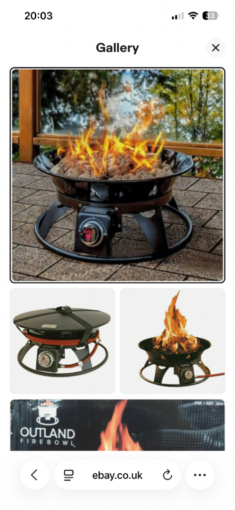 OUTLAND FIREBOWL Portable Gas Fire Pit – Brand New in Box