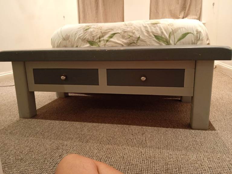 Grey Wooden Coffee Table with Two Storage Drawers