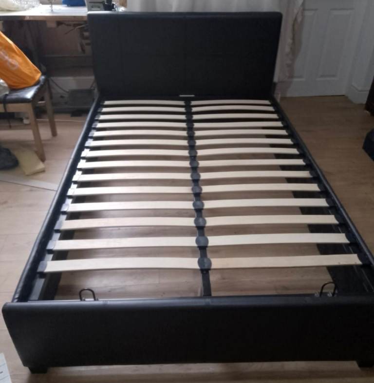 image for Small Double Leather Bed Frame [£50] (SAME DAY DELIVERY AVAILABLE)