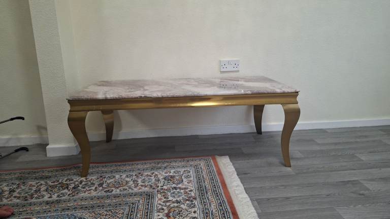 Marble Top Coffee Table with Gold Frame