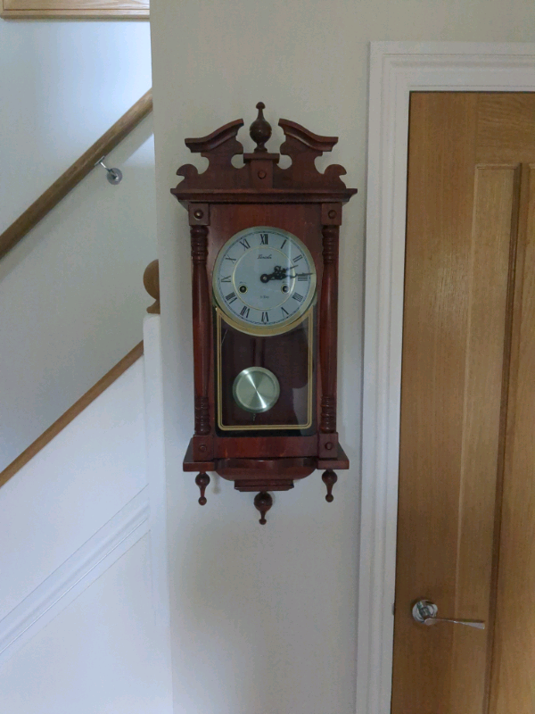 Collect from Bournemouth mahogany chiming WALL CLOCK Works PERFECTLY 