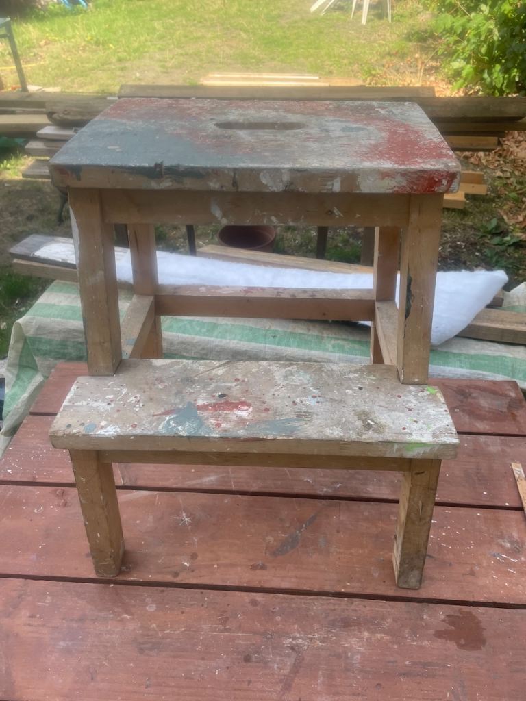 Vintage-Vibe Artist Step Stool – IKEA BEKVÄM with Heavy Paint Patina