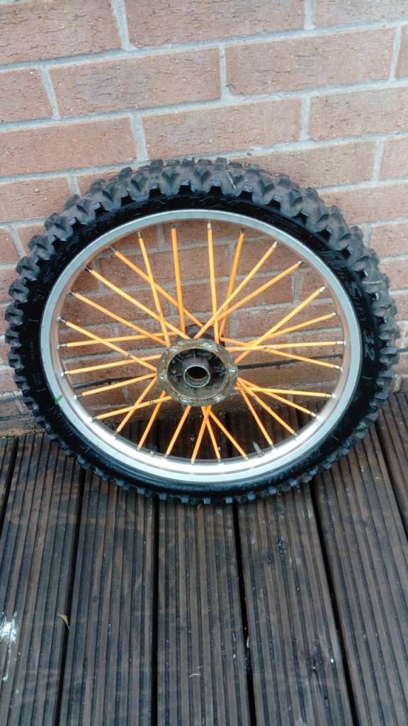 Motorcycle wheel.