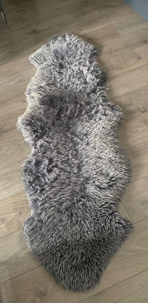 Sheepskin rug double pelt in charcoal