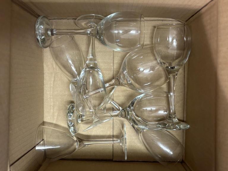 Mixed Set of Clear Glass Wine and Champagne Glasses