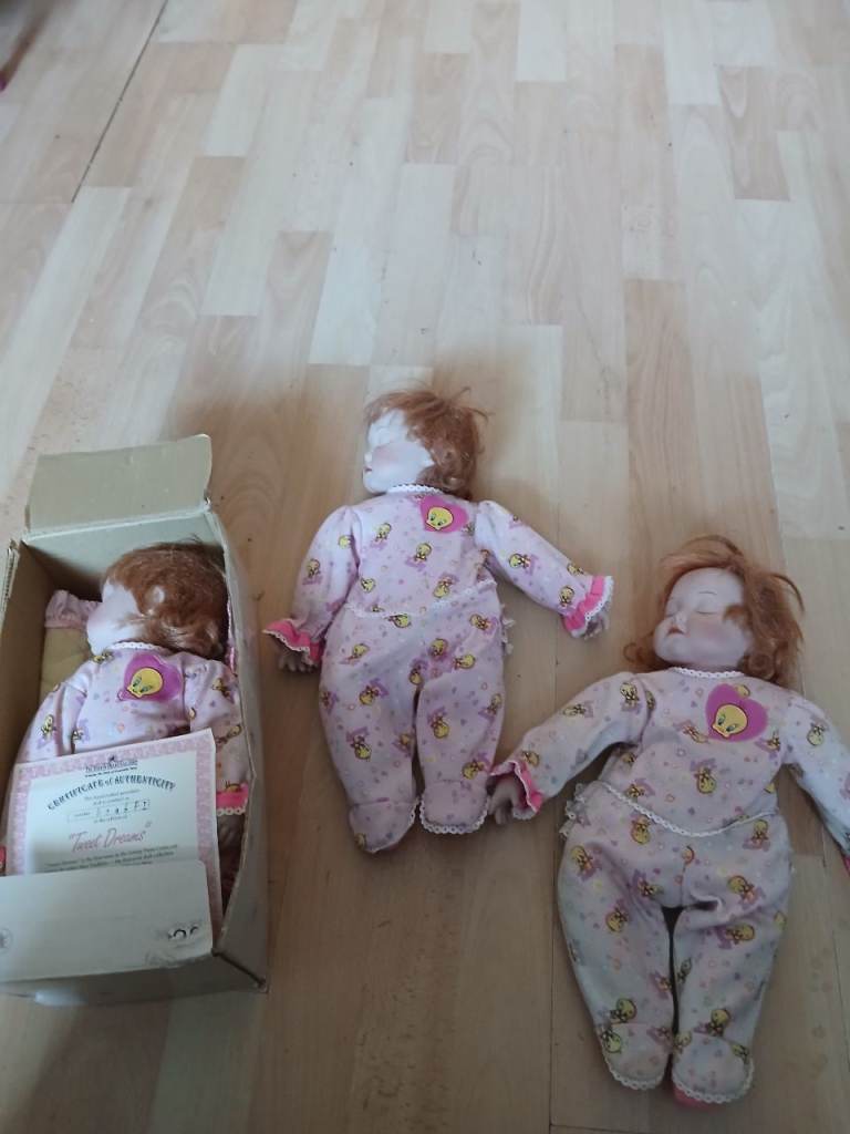 Three Vintage Tweety Bird Baby Dolls with Original Box