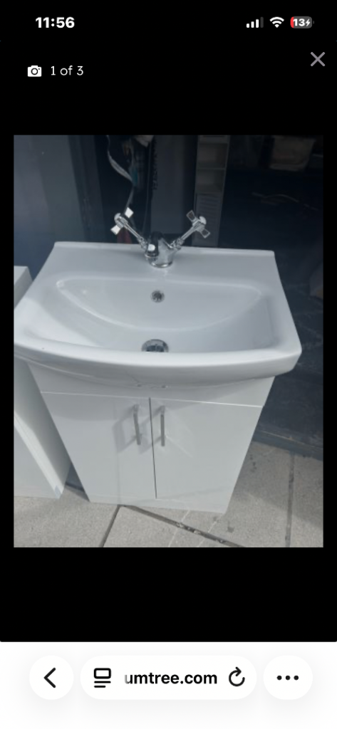White Bathroom Sink and Vanity Unit - Good Condition
