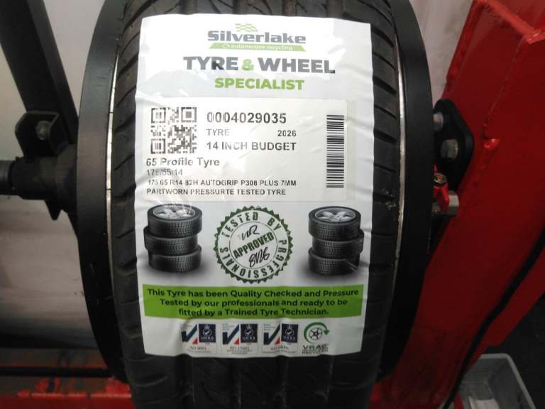 175 65 R14 82h Autogrip P308 Plus 7mm Partworn Pressurte Tested Tyre