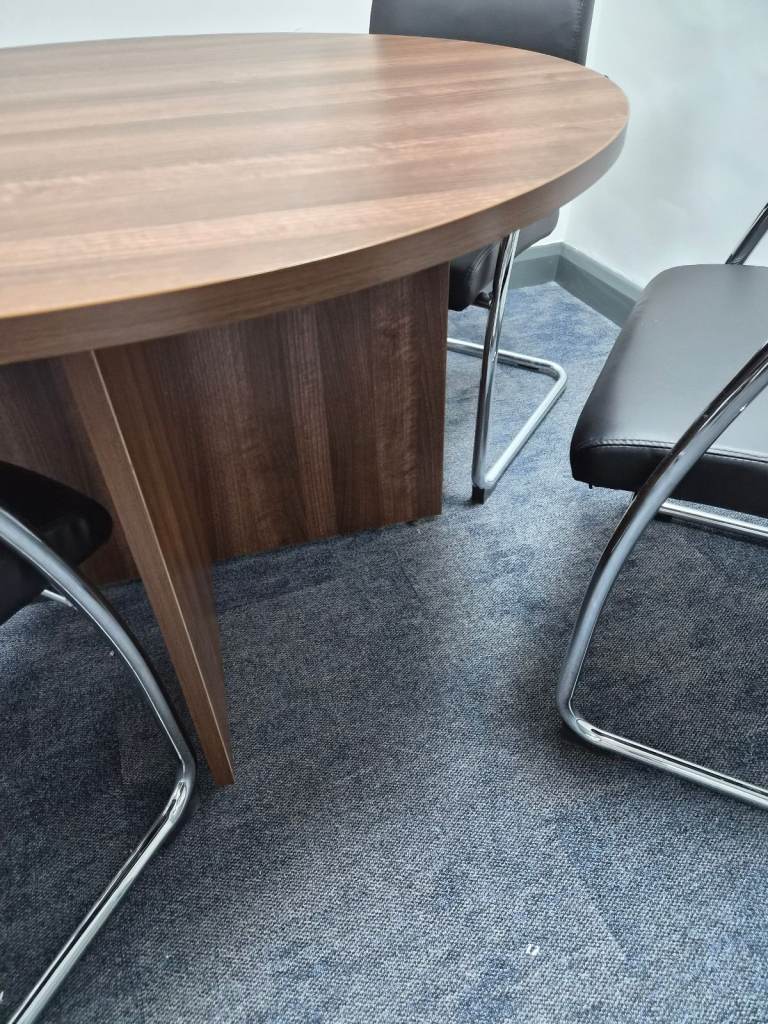 Executive walnut desk and 4 cantilever chairs - must go this week