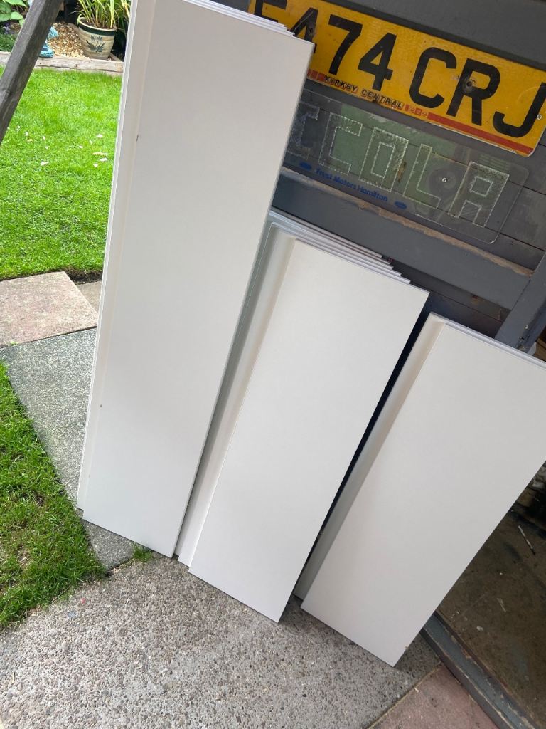 12 white covered MDF Panels / Boards - Various Sizes, Good Condition