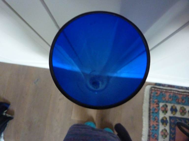 Tall blue glass vase