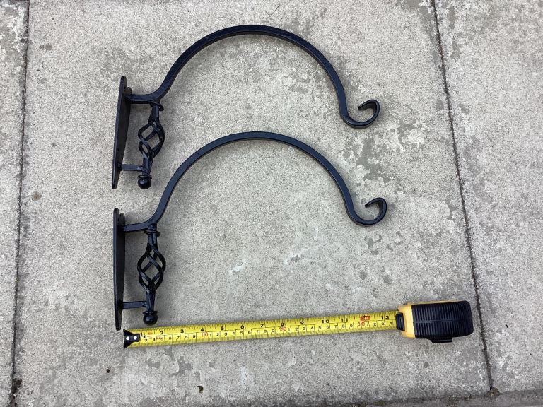 Pair of Black Metal Hanging Basket Brackets